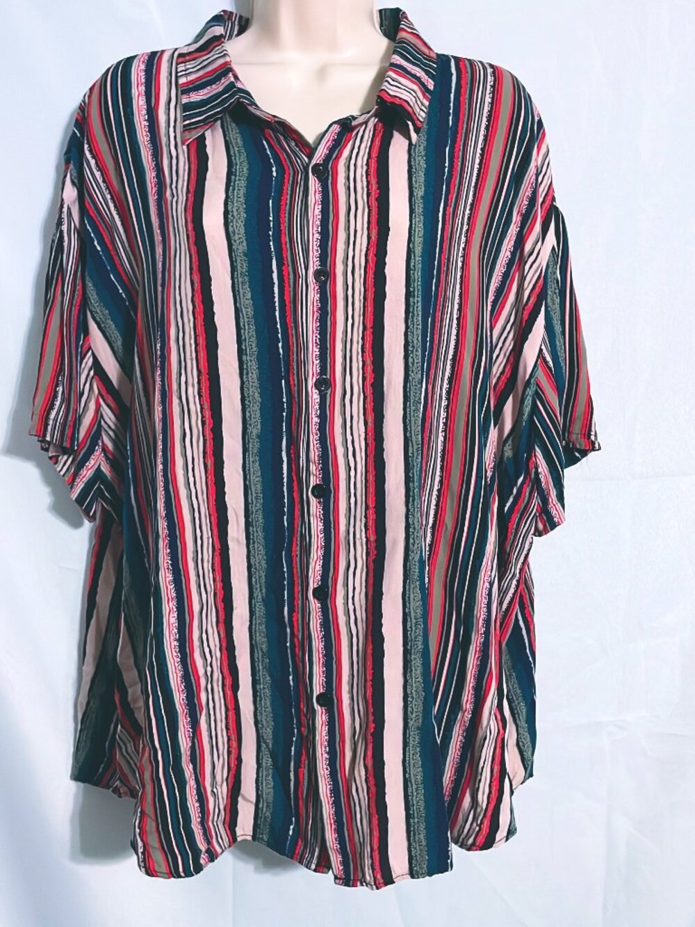 Coofandy Multicolor Striped Button Up Top Size XXXL